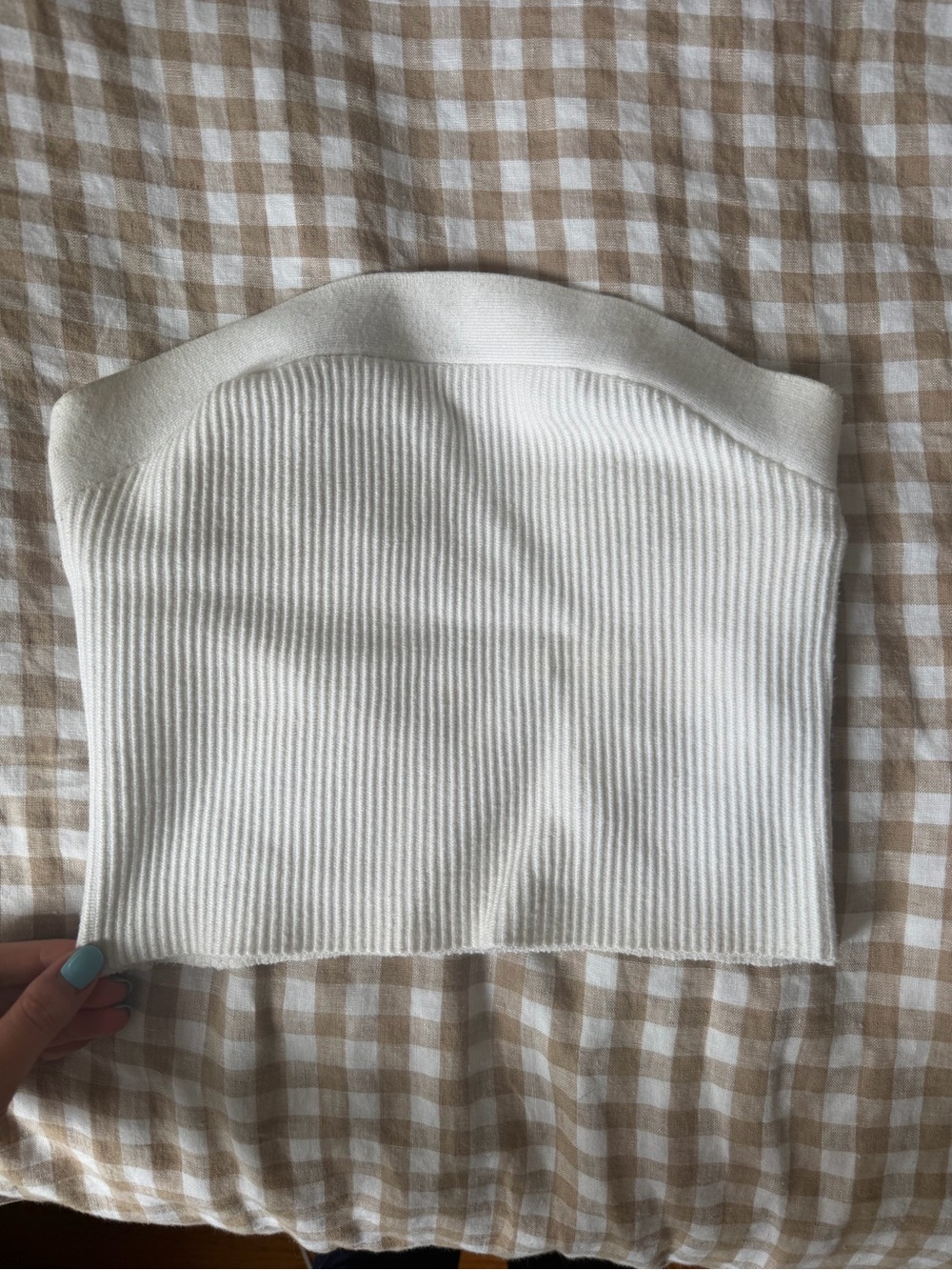 Abercrombie & Fitch White Ribbed Strapless Cropped Tube Top